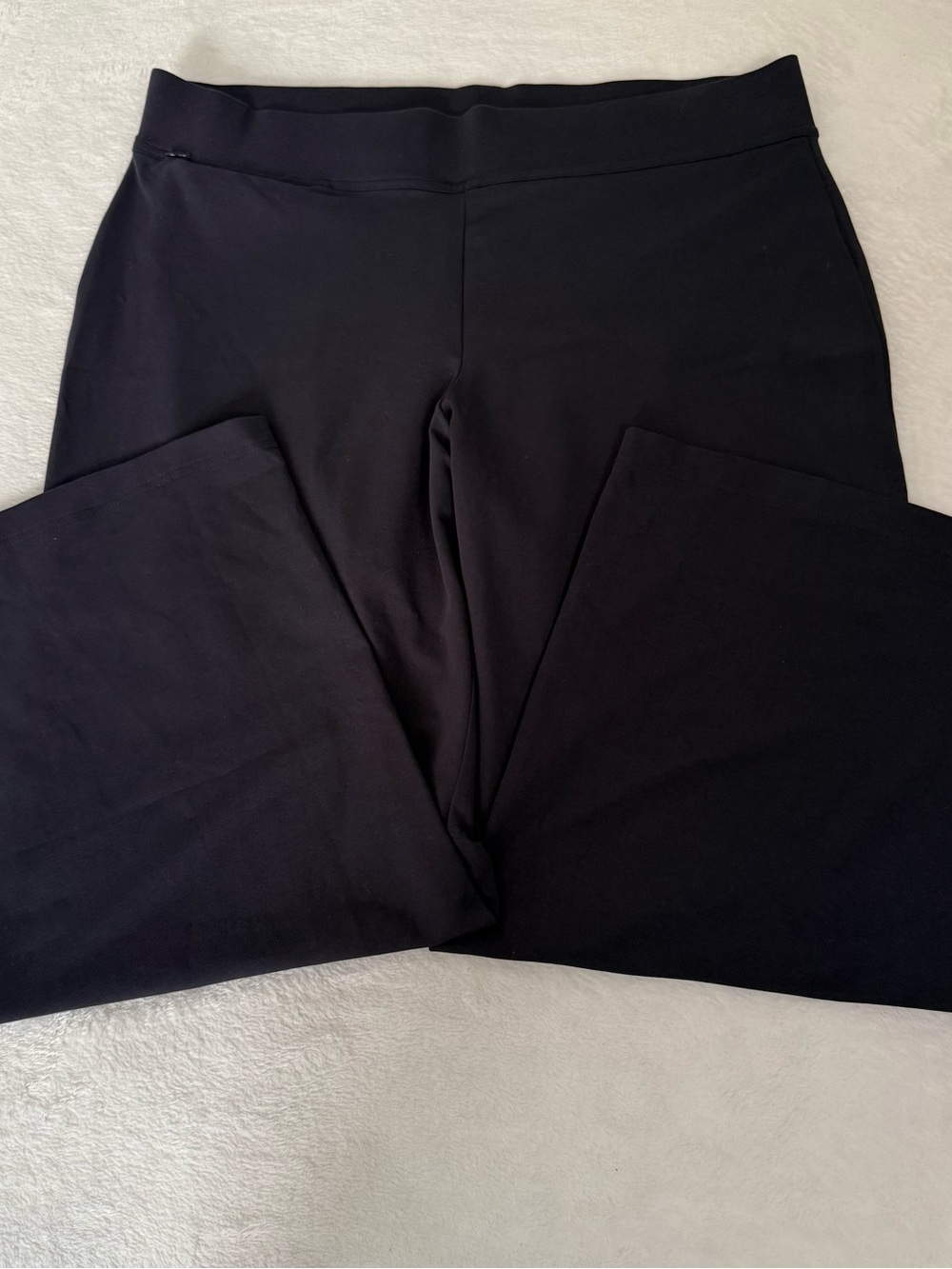 Lands’ End Starfish Women XL Petite 18 Black Wide Leg Stretch Pull On Pants